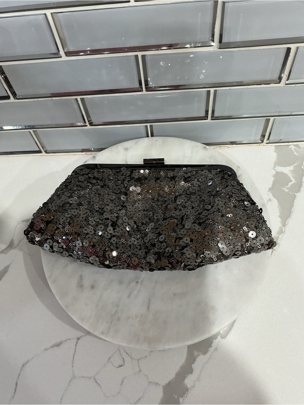 a new day Black Sequin Clutch with Chain Strap - Picture 2 of 4